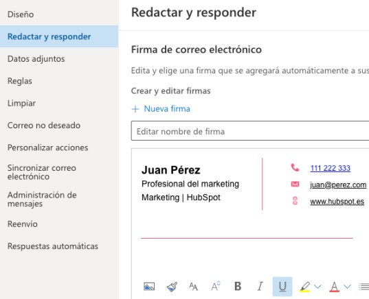 crear firma de correo Outlook en la Web Outlook.com